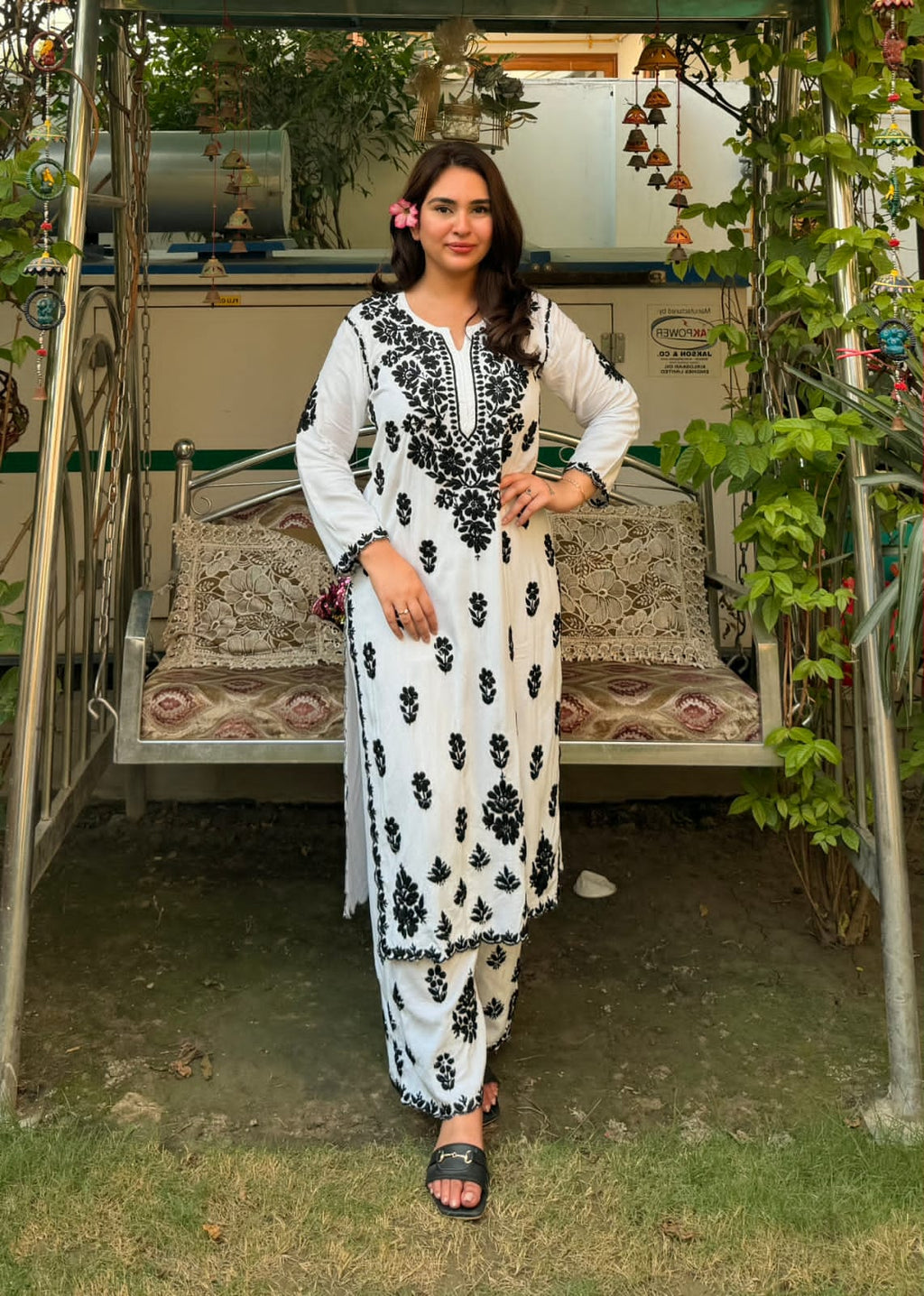 White chikankari