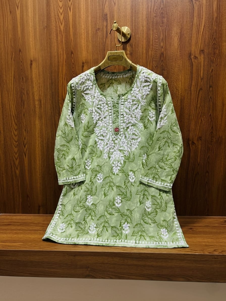 Chikankari Mul Mul Short Kurta