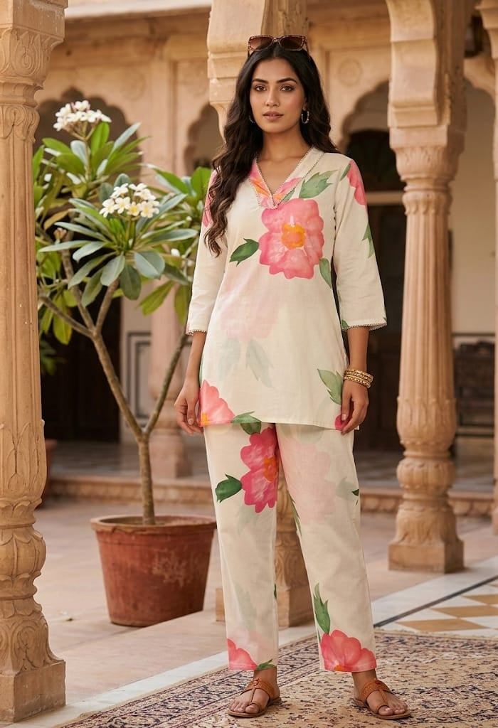Blush Floral Cotton Co-Ord Set