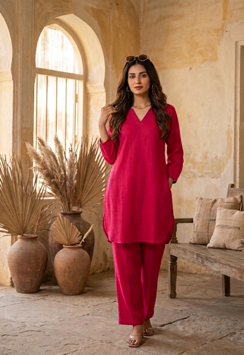 Effortless Elegance: Monochrome Cotton Linen Co-Ord Set