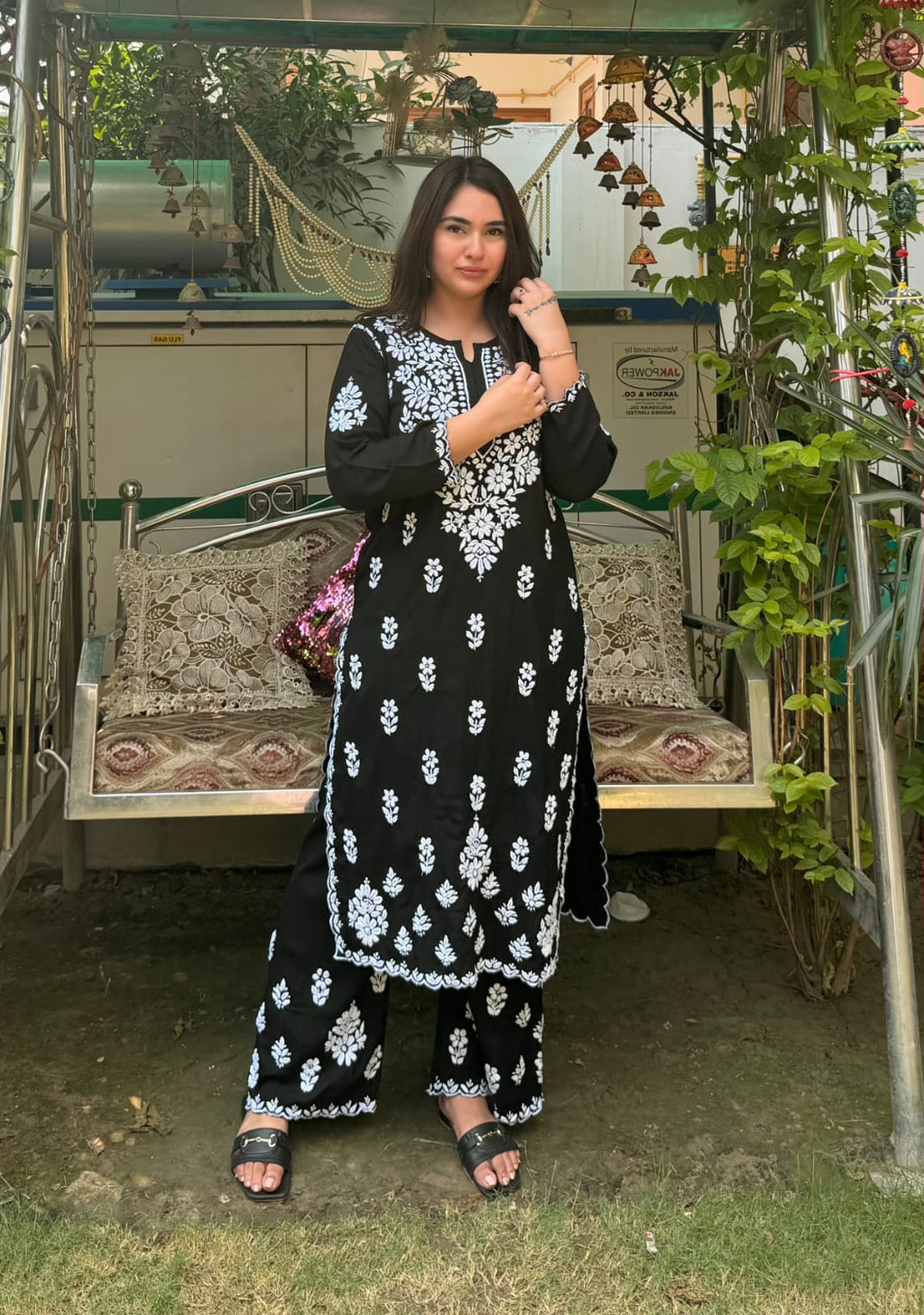 Black chikankari