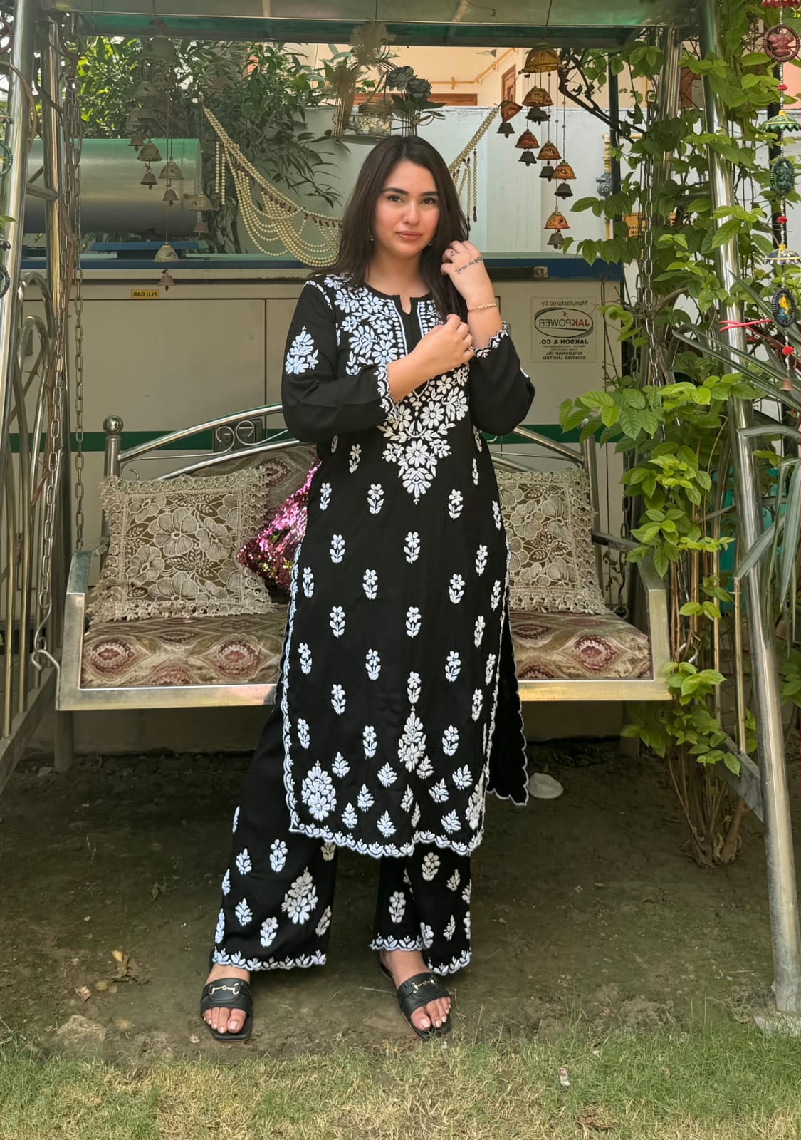 Black chikankari