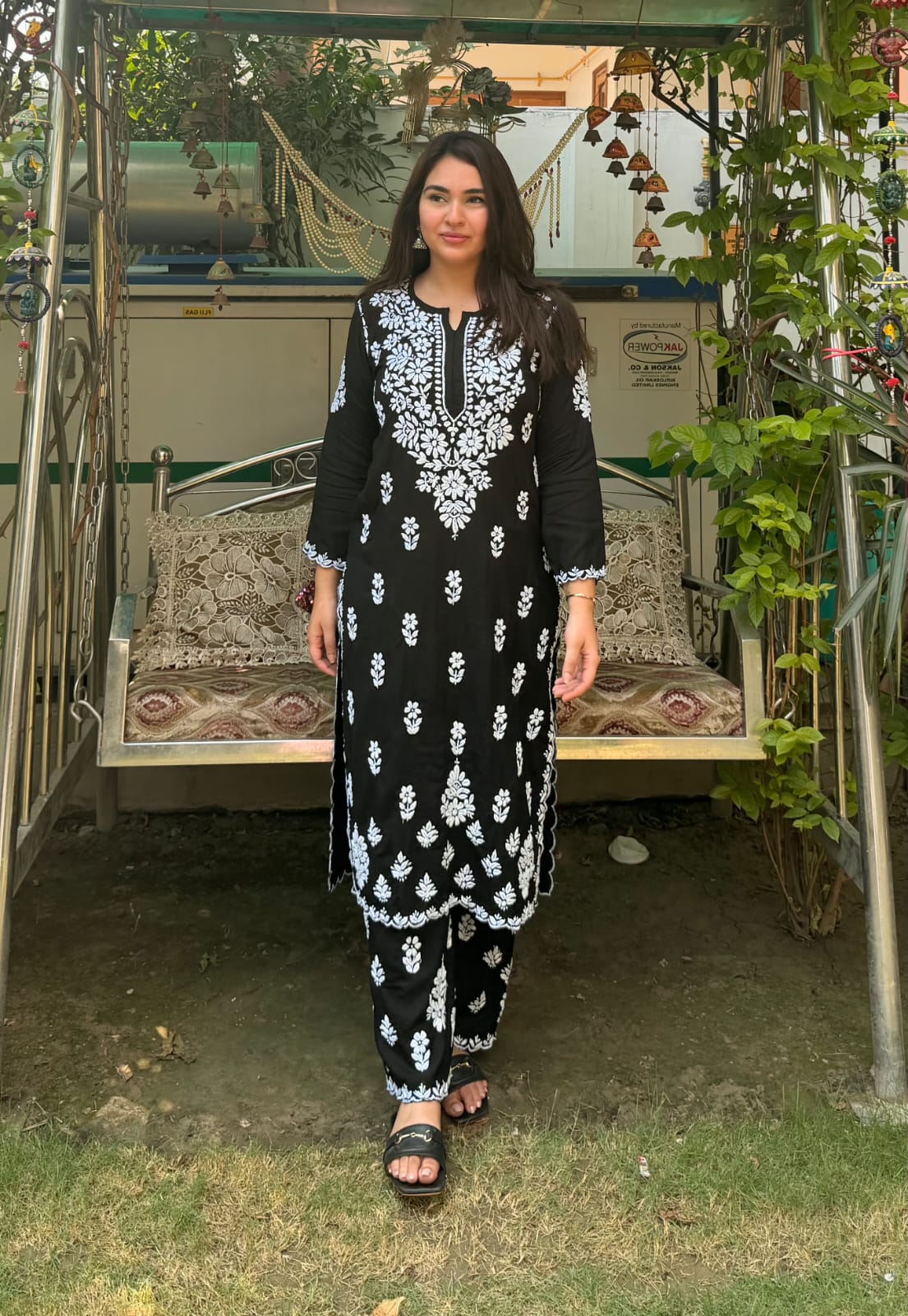 Black chikankari