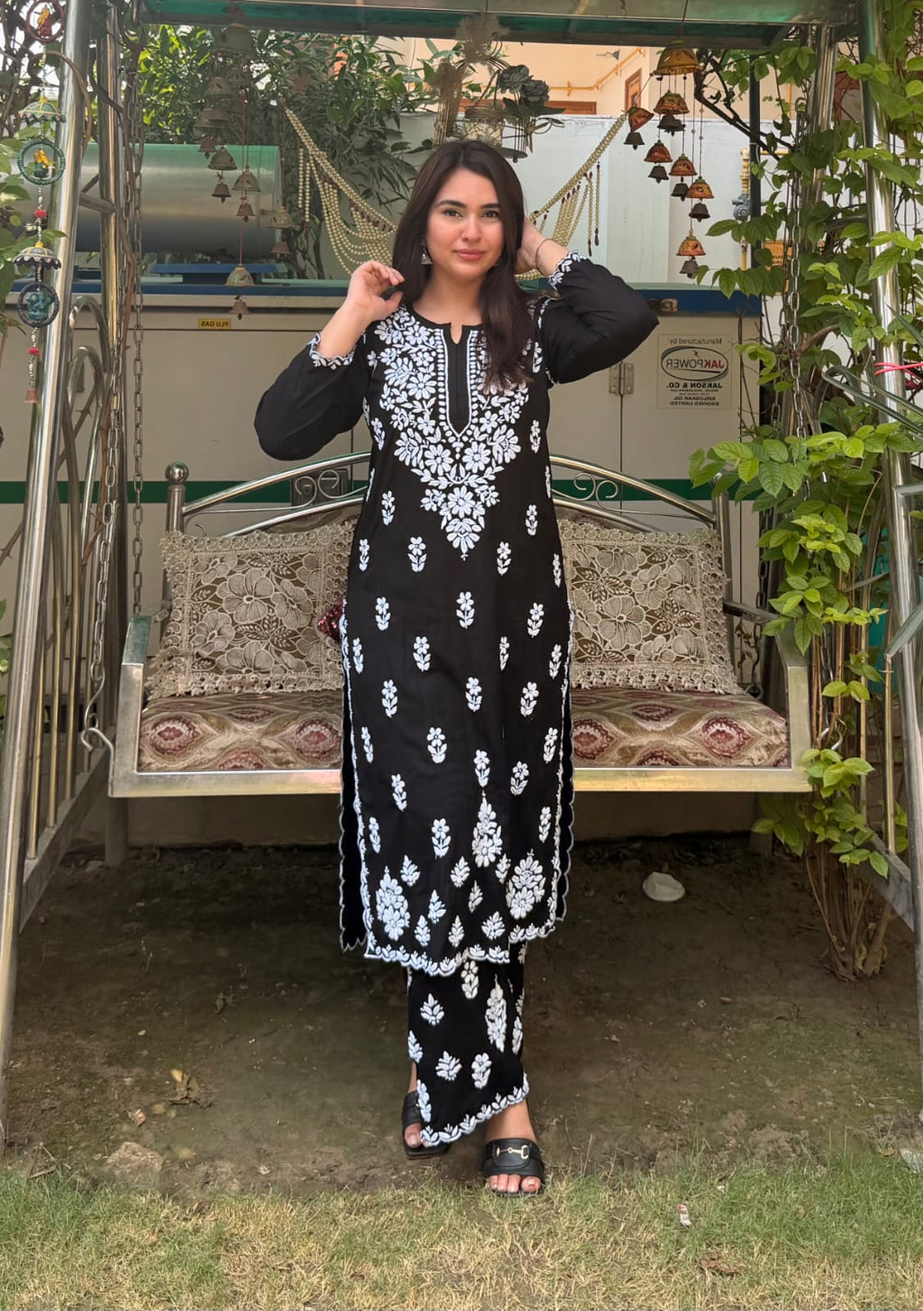 Black chikankari