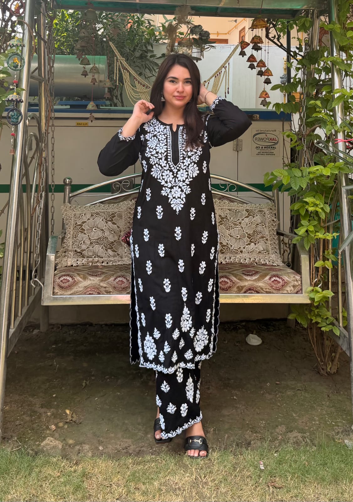 Black chikankari