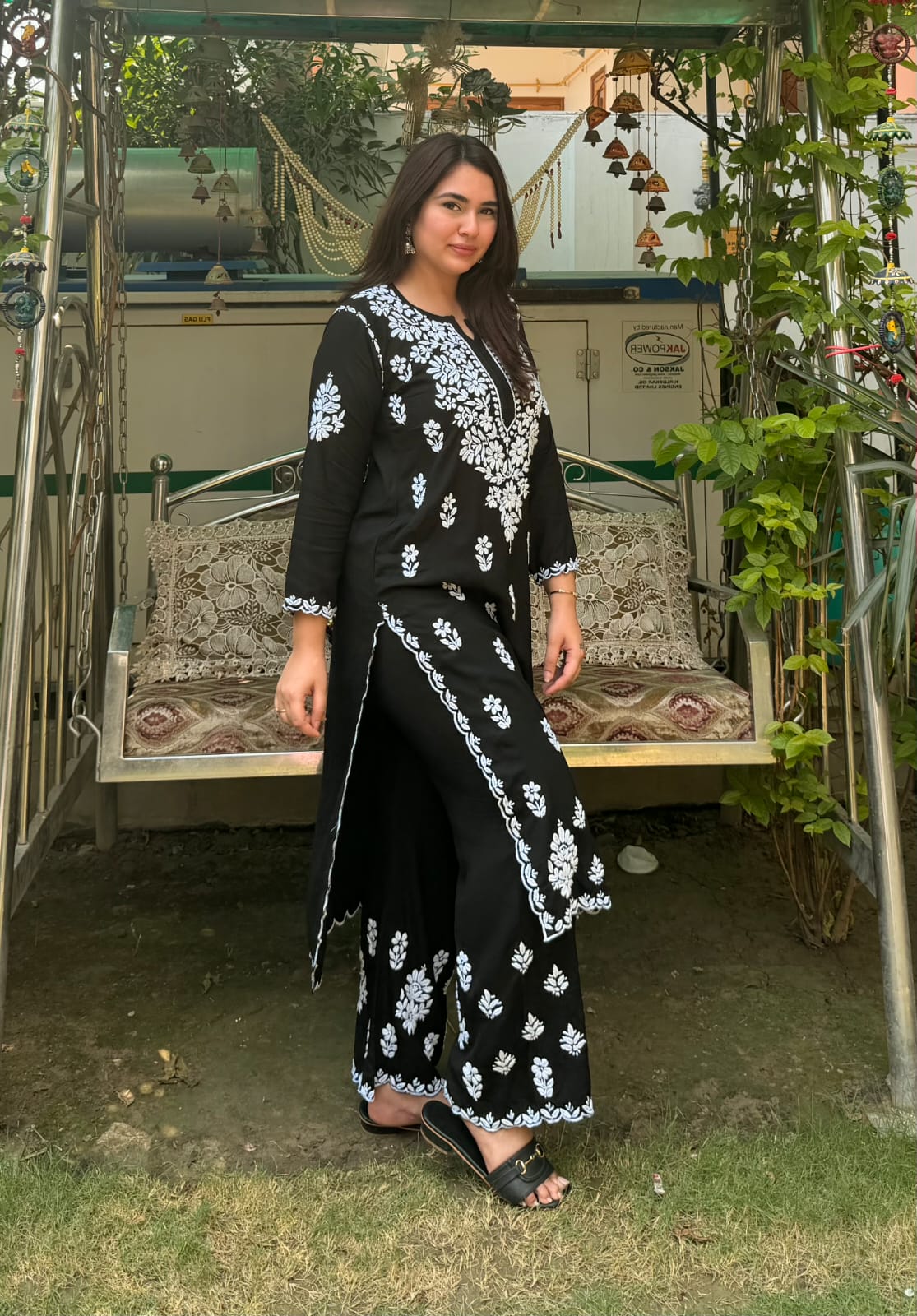 Black chikankari