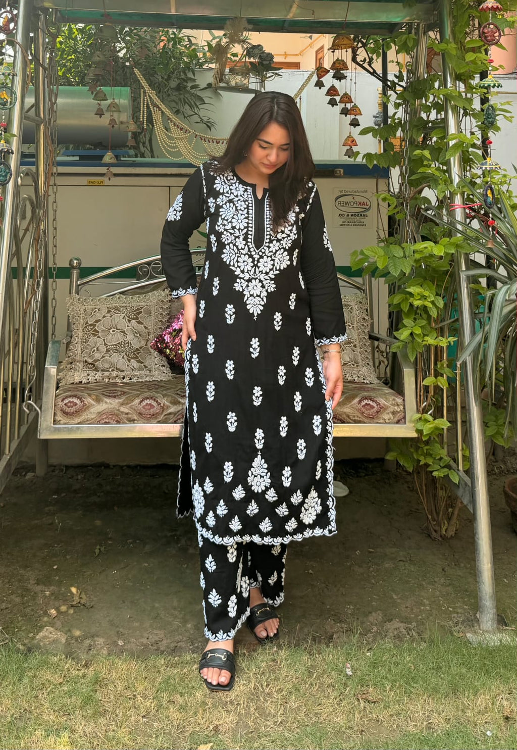 Black chikankari