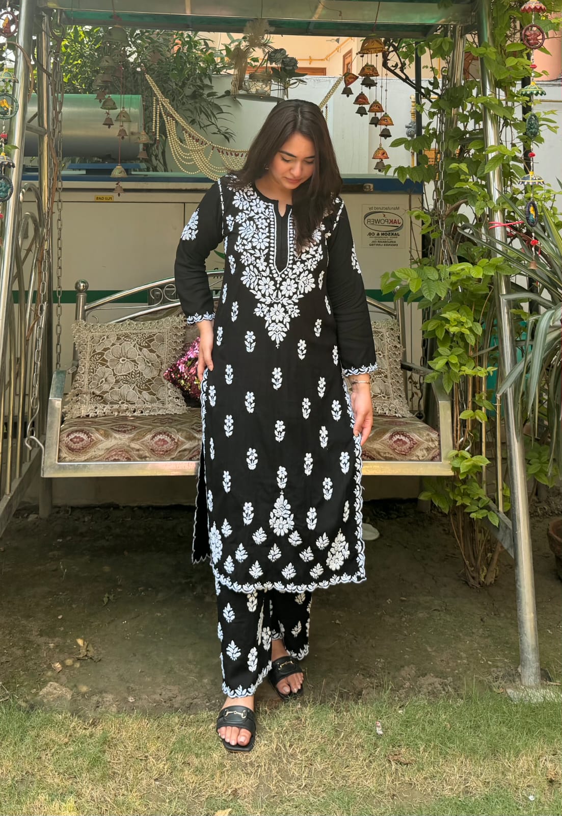 Black chikankari