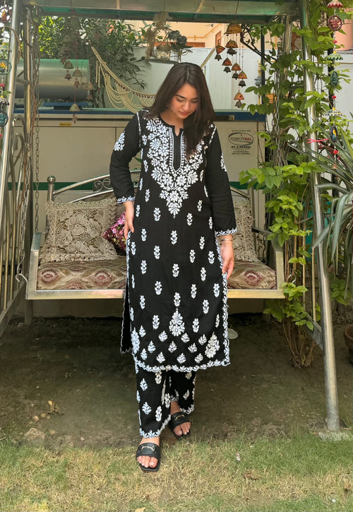 Black chikankari