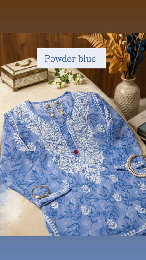 Chikankari Mul Mul Short Kurta