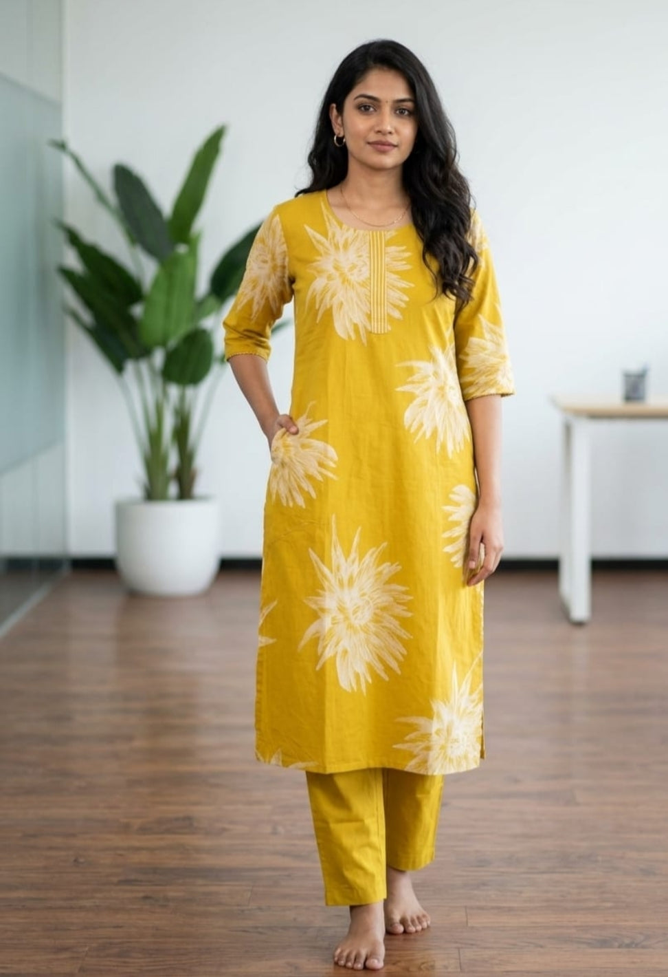 Sienna Sunburst Floral Cotton Kurta & Pant Set