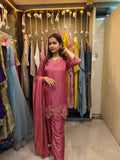 Onion pink  Raw Silk Kurta Set with Intricate Zardozi & Cut Work