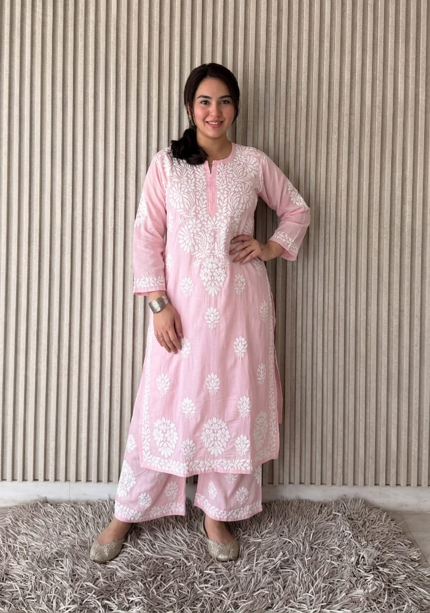 Vibrant  Modal  Chikankari Kurta Set - Two-Piece Traditional Wear