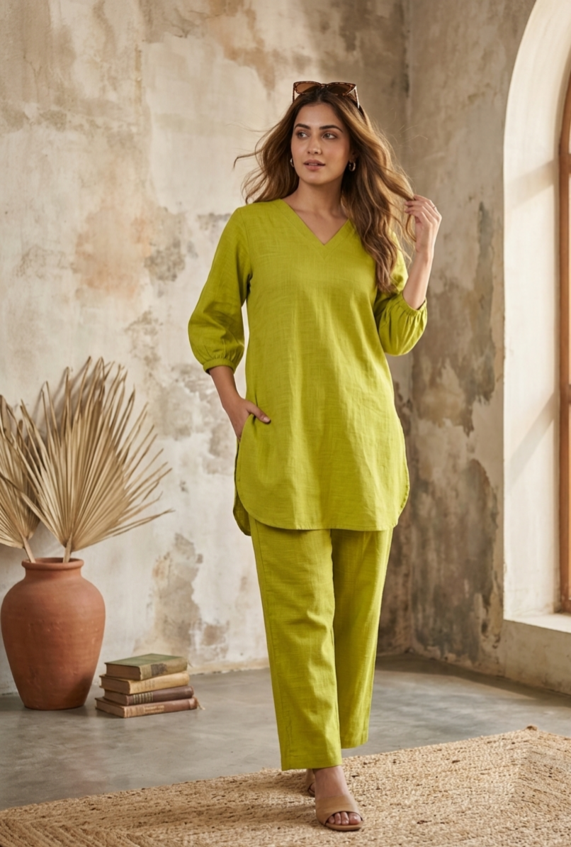 Effortless Elegance: Monochrome Cotton Linen Co-Ord Set