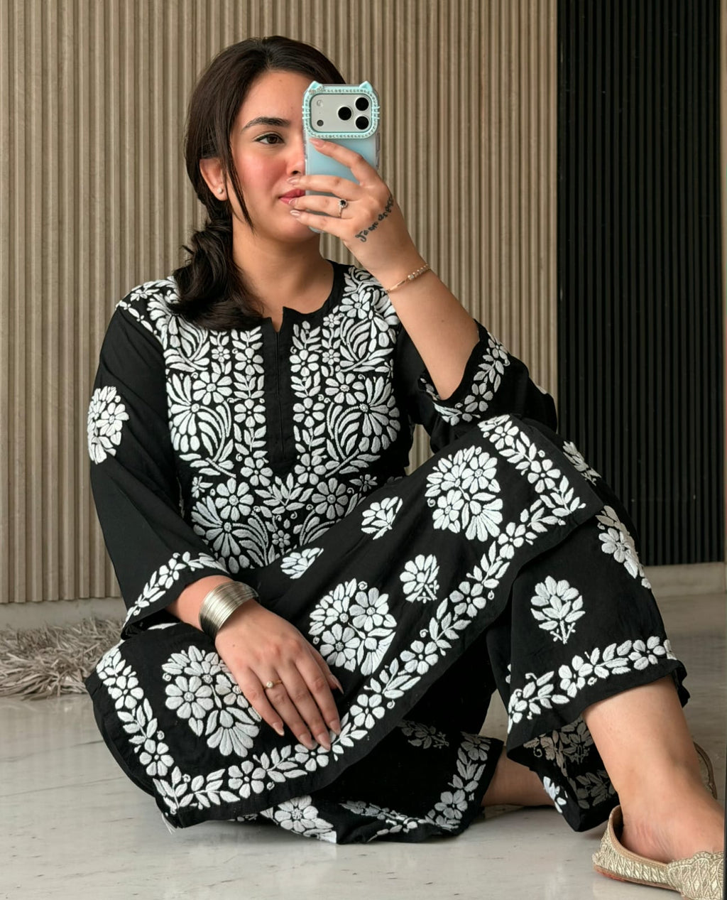 Vibrant  Modal  Chikankari Kurta Set - Two-Piece Traditional Wear