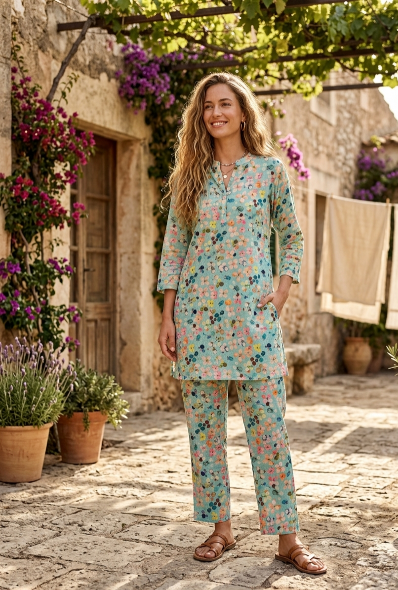 The Meadow Breeze  Cotton Linen Co-Ord Set