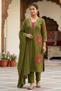 Olive Green Cotton 3-Piece Set