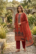Heritage Bloom: Rust Brown  Cotton 3-Piece Set