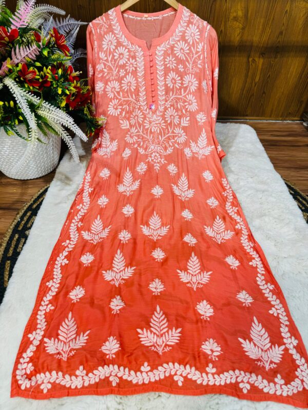 Lucknowi Chikankari Premium Muslin 3D Work Kurti
