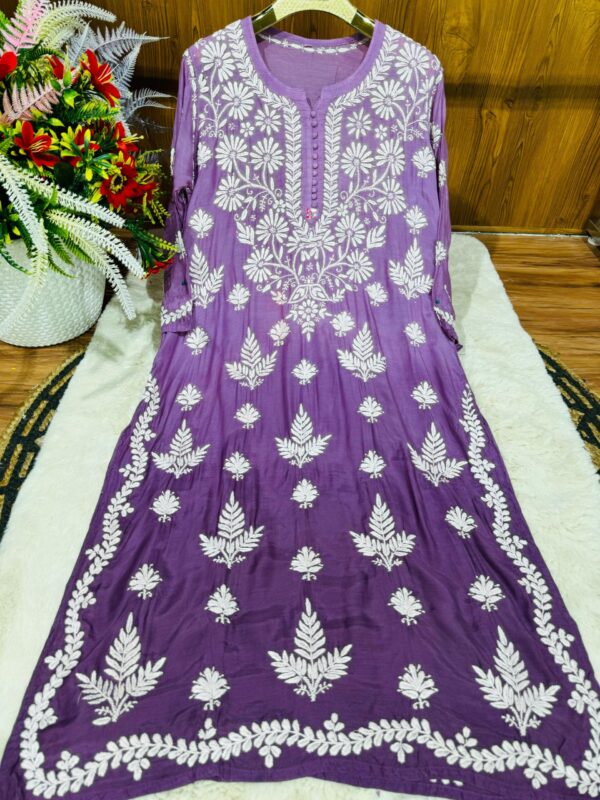 Lucknowi Chikankari Premium Muslin 3D Work Kurti