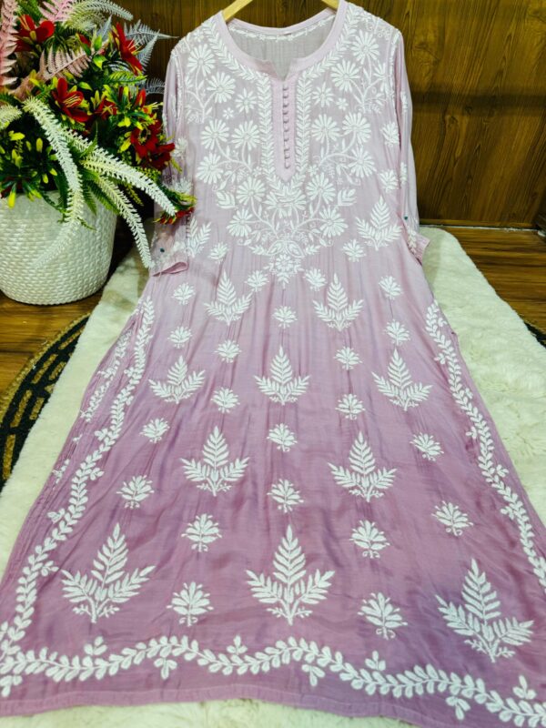 Lucknowi Chikankari Premium Muslin 3D Work Kurti
