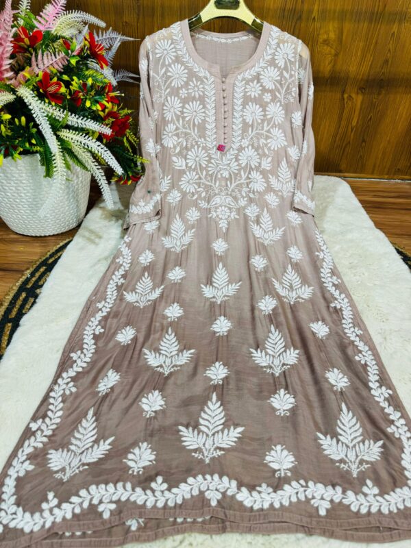 Lucknowi Chikankari Premium Muslin 3D Work Kurti