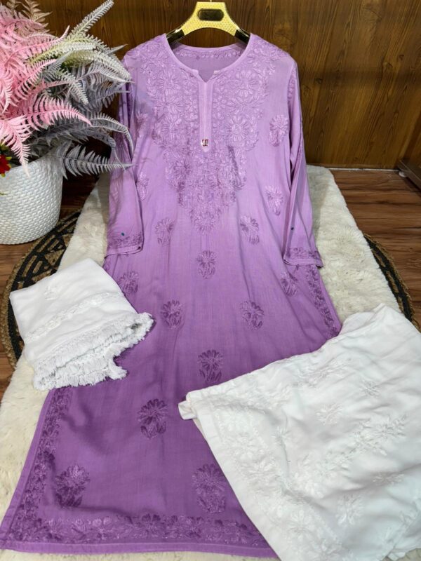 Lucknowi Chikankari Omre Dyble Rayon Kurti .