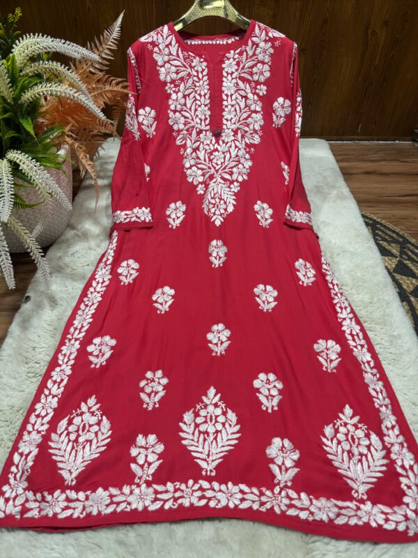Lucknowi Chikankari Rayon Kurti .