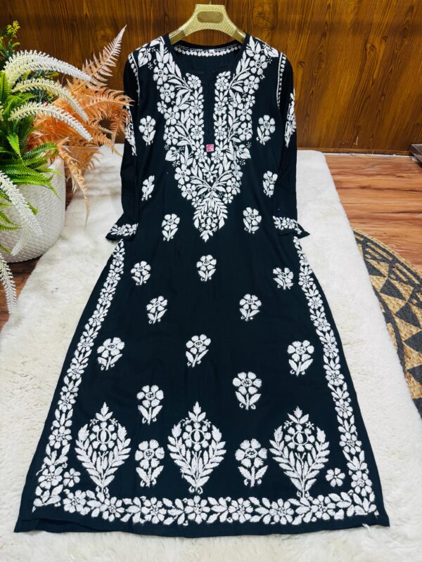 Lucknowi Chikankari Rayon Kurti .