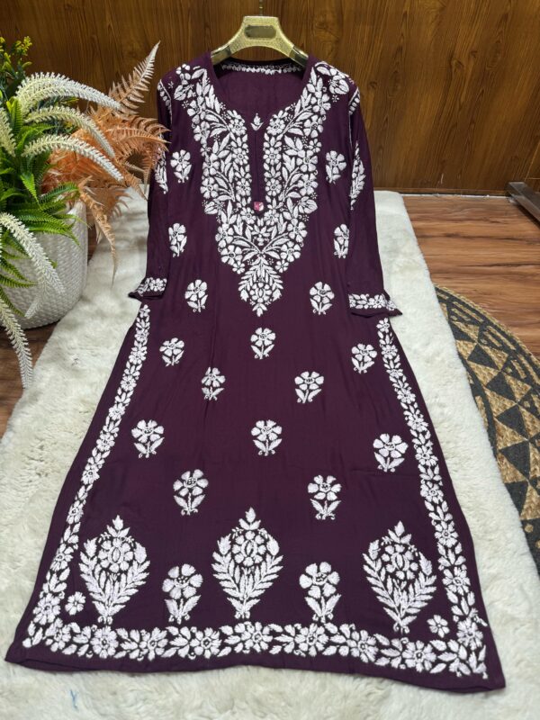 Lucknowi Chikankari Rayon Kurti .