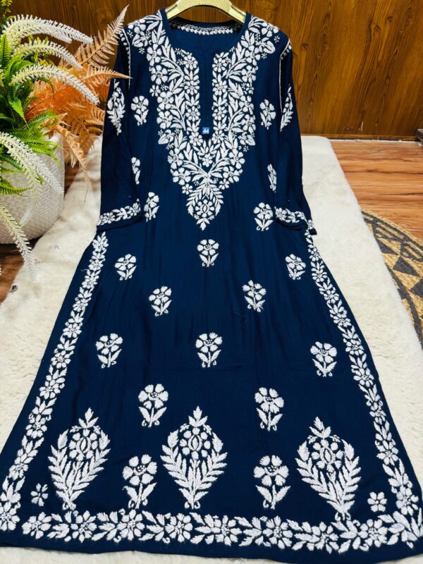Lucknowi Chikankari Rayon Kurti .