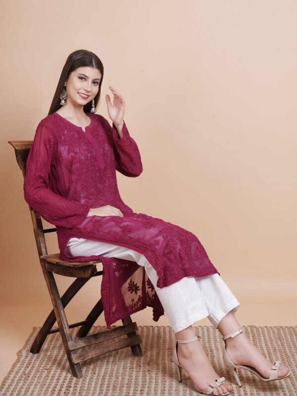 Lucknowi Chikankari Viscose Kurti .
