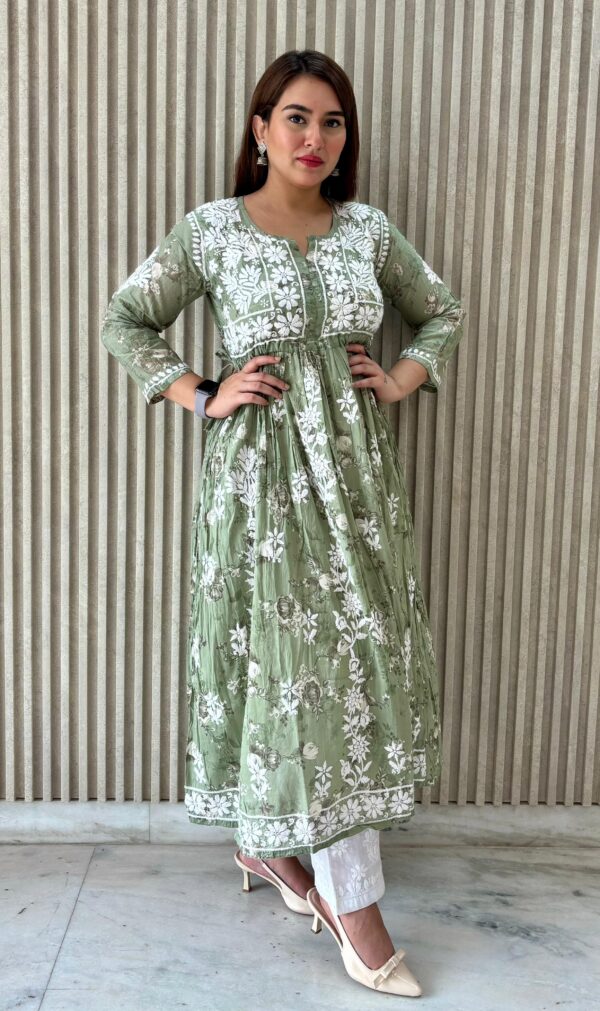 Lucknowi Chikankari Mul-Mul Long Peplum .