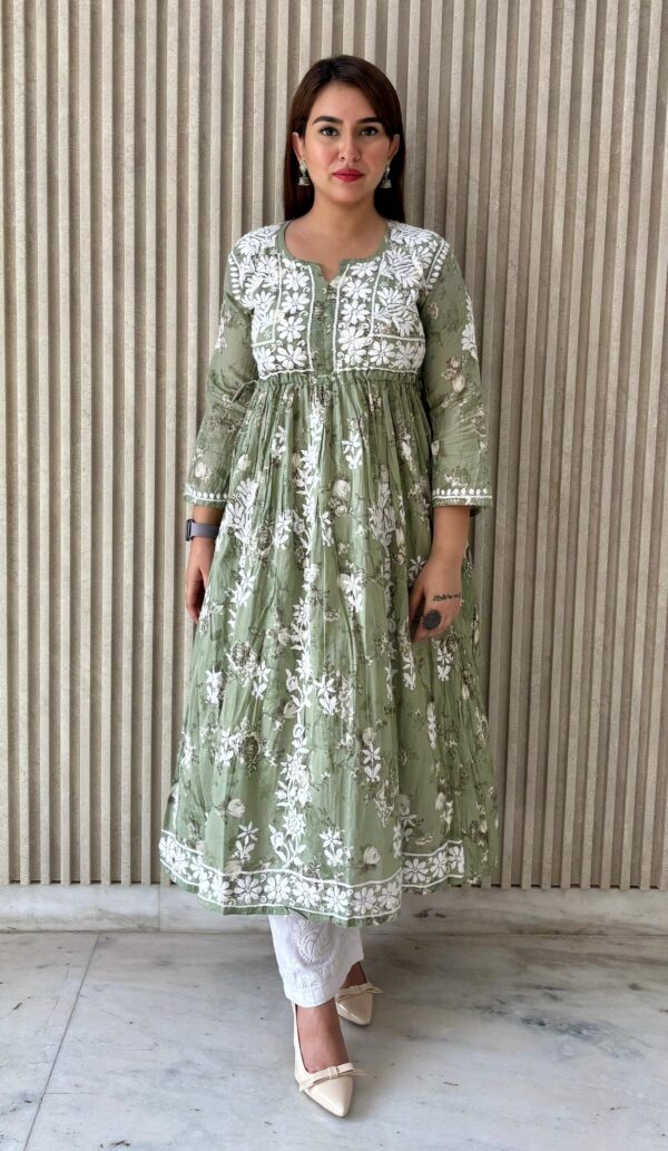 Lucknowi Chikankari Mul-Mul Long Peplum .