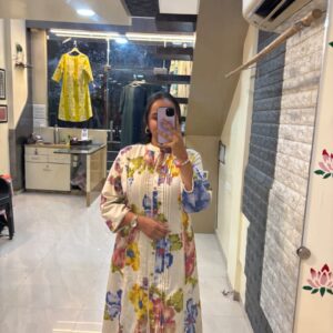 Slub Cotton A-line Kurta Pant