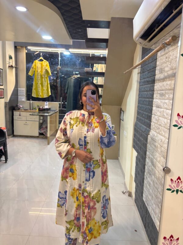 Slub Cotton A-line Kurta Pant