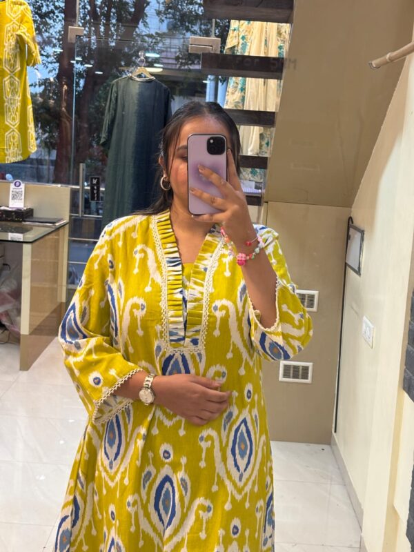 Cotton Flex Ikkat Print Kurta Plazzo Set .